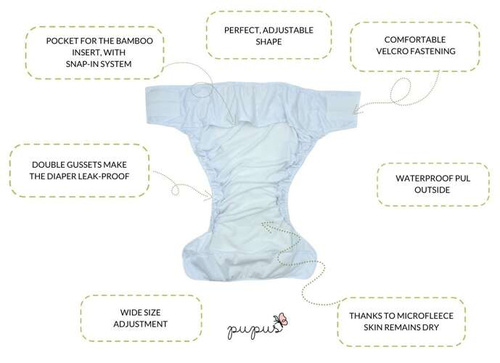 Reusable diaper for adults with insert - DAY IN THE FOREST