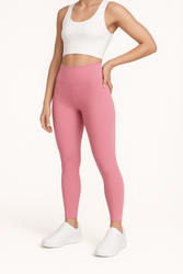 Long Leggings with High Waist - Rose Bloom
