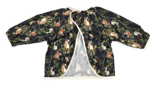 Long sleeved bib, waterproof, with built-in pocket bag In the NIGHT IN THE FOREST