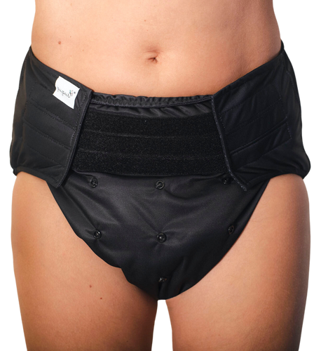 Wiederverwendbare Stoffwindel für Erwachsene mit Saugeinlage - SCHWARZ