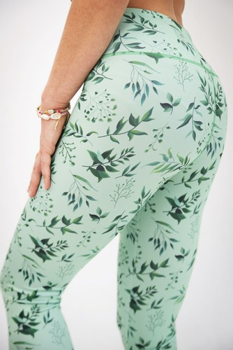 Lange Leggings mit hohem Bund - Mintgrün