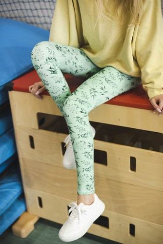 Lange Leggings mit hoher Taille - Mintgrün