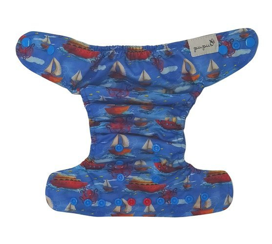 Pocket diaper, one-row snaps, MINI OS 4-11kg BOATS