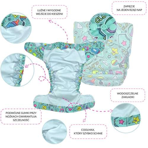 Taschenwindeln, einreihige Druckknöpfe, OS SEEPFERDCHEN