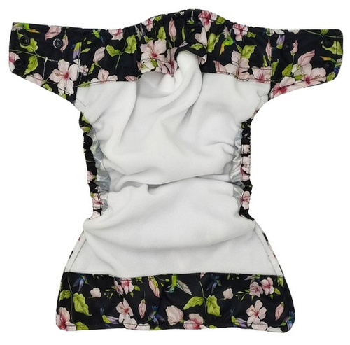 Pocket diaper, double-row snaps, OS, Hummingbirds