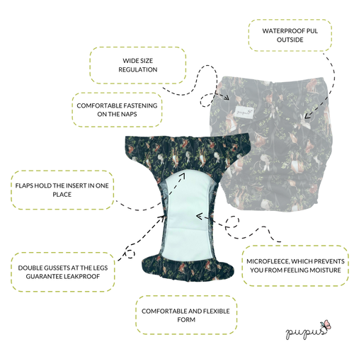 JUNIOR Cloth Diaper for kids 5-10 years old NIGHT IN THE FOREST