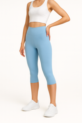 3/4-Leggings mit hohem Bund - Himmelblau