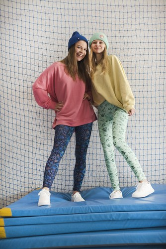 Lange Leggings mit hoher Taille - Mintgrün