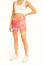 Short Leggings with High Waist - Aquarelle