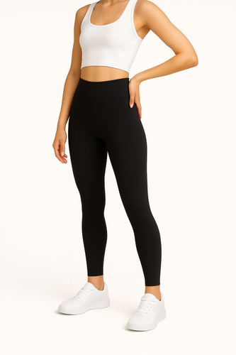 Long Leggings with High Waist - Black