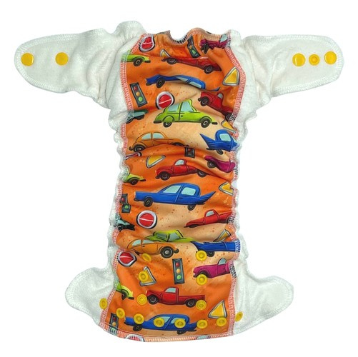 Fitted diaper with PUL & EVO "Cars"