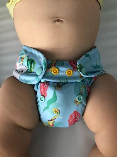 Pocket diaper, one-row snaps, MINI OS 4-11kg SEAHORSE