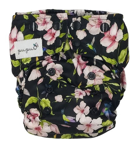 Taschenwindeln, Doppelreihe Druckknöpfe, One Size, Kolibris