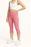 3/4-Leggings mit hohem Bund - Rosenblüte