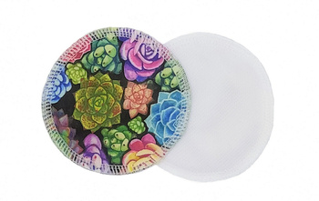 Reusable Breast Pads, bamboo + coolmax, 2pcs, Succulents