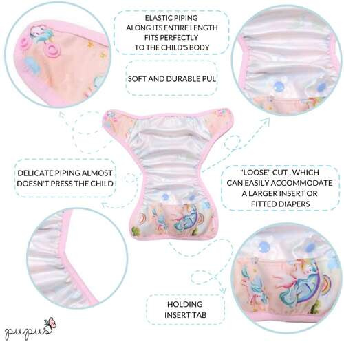 Diaper Cover with elastic piping MAGIC FOREST