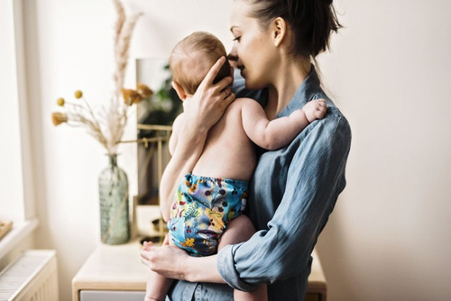 Pocket diaper, double-row snaps, OS, MERMAIDS