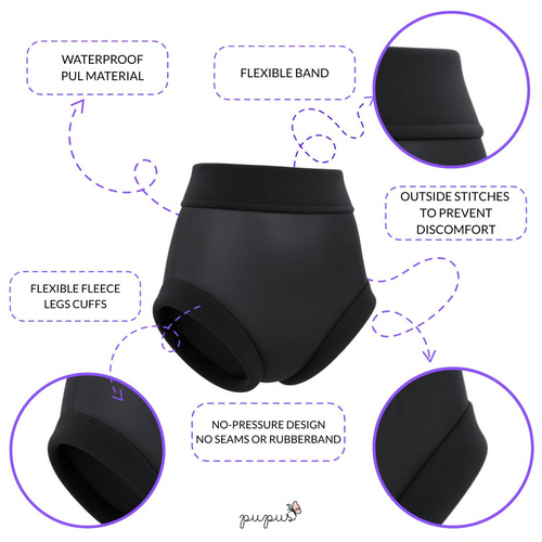 Waterproof Diaper Cover Shorts BLACK