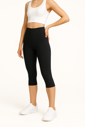3/4-Leggings mit hohem Bund - Schwarz