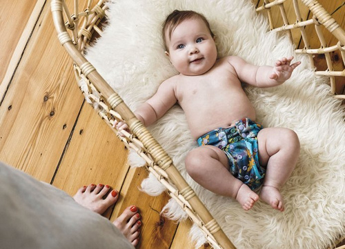 Pocket diaper, double-row snaps, OS, MERMAIDS