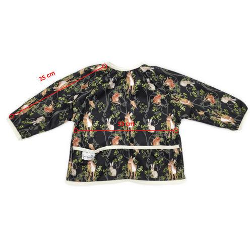 Long sleeved bib, waterproof, with built-in pocket bag In the NIGHT IN THE FOREST