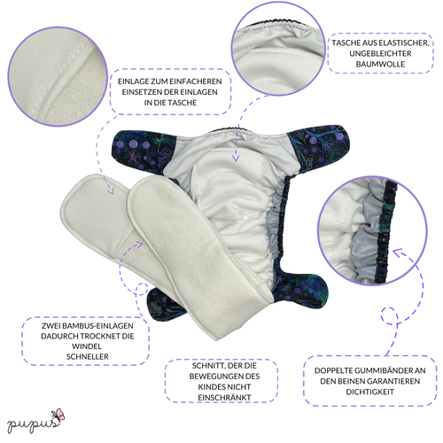 AIO (all in one) Diaper NEON SPLASH