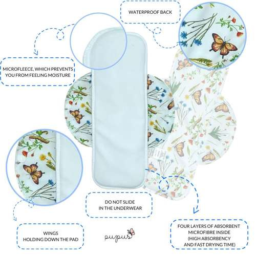 Sanitary pad for women for urinary incontinence - Hummingbirds