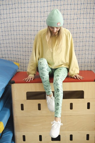 Lange Leggings mit hoher Taille - Mintgrün