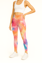 Long Leggings with High Waist - Aquarelle