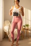 Short Leggings with High Waist - Rose Bloom
