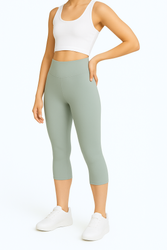 Leggings 3/4 with High Waist - Sage Mint