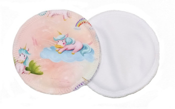 Reusable Breast Pads, bamboo + coolmax, 2pcs, Unicorns