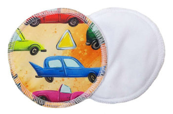 Reusable Breast Pads, bamboo + coolmax, 2pcs, Cars