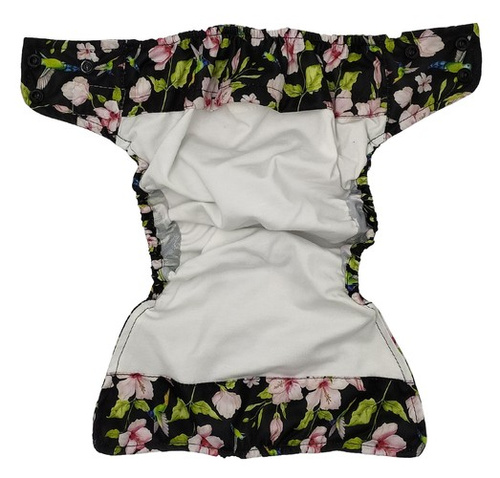 Pocket diaper, double-row snaps, OS, Hummingbirds