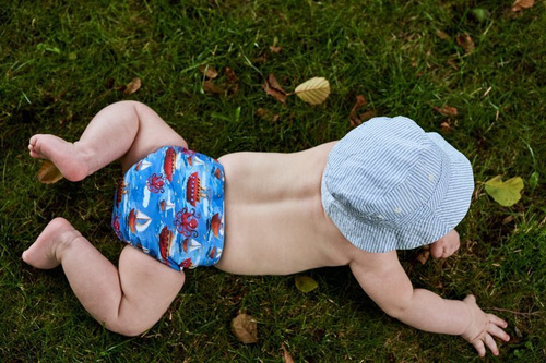 Pocket diaper, one-row snaps, OS BOATS