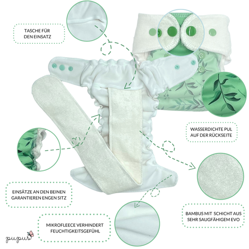 Fitted diaper with PUL & EVO 12-19 kg "Day in the forest"
