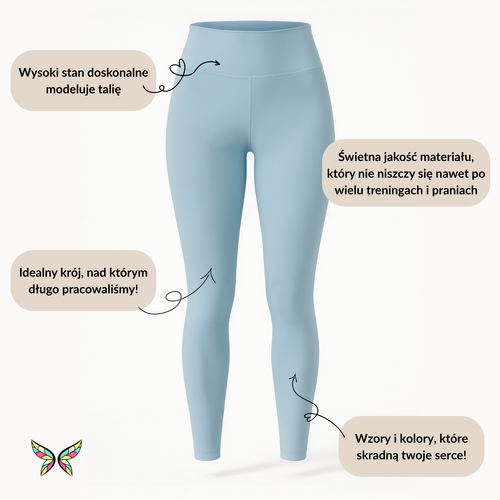 Lange Leggings mit hohem Bund - Salbei Mint