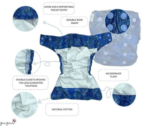 Taschenwindeln, Doppelreihe Druckknöpfe, One Size, Feuerwehrmann