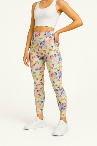 Long Leggings with High Waist - Butterflies