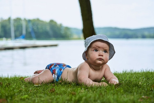 Pocket diaper, one-row snaps, OS BOATS