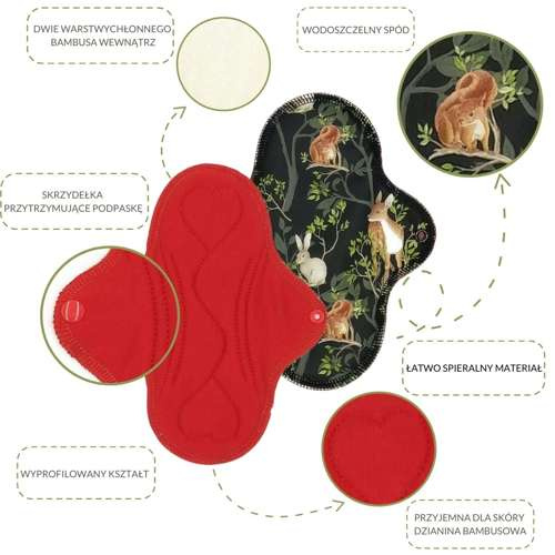 LARGE L Cloth Menstrual Pad - NIGHT IN THE FOREST